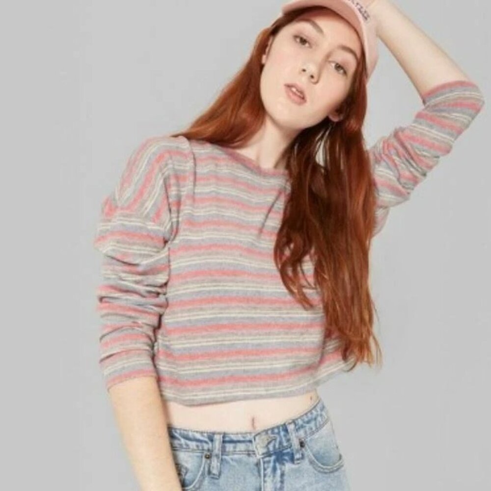 Wild Fable | Striped Long Sleeve Crop Top |  Medium
